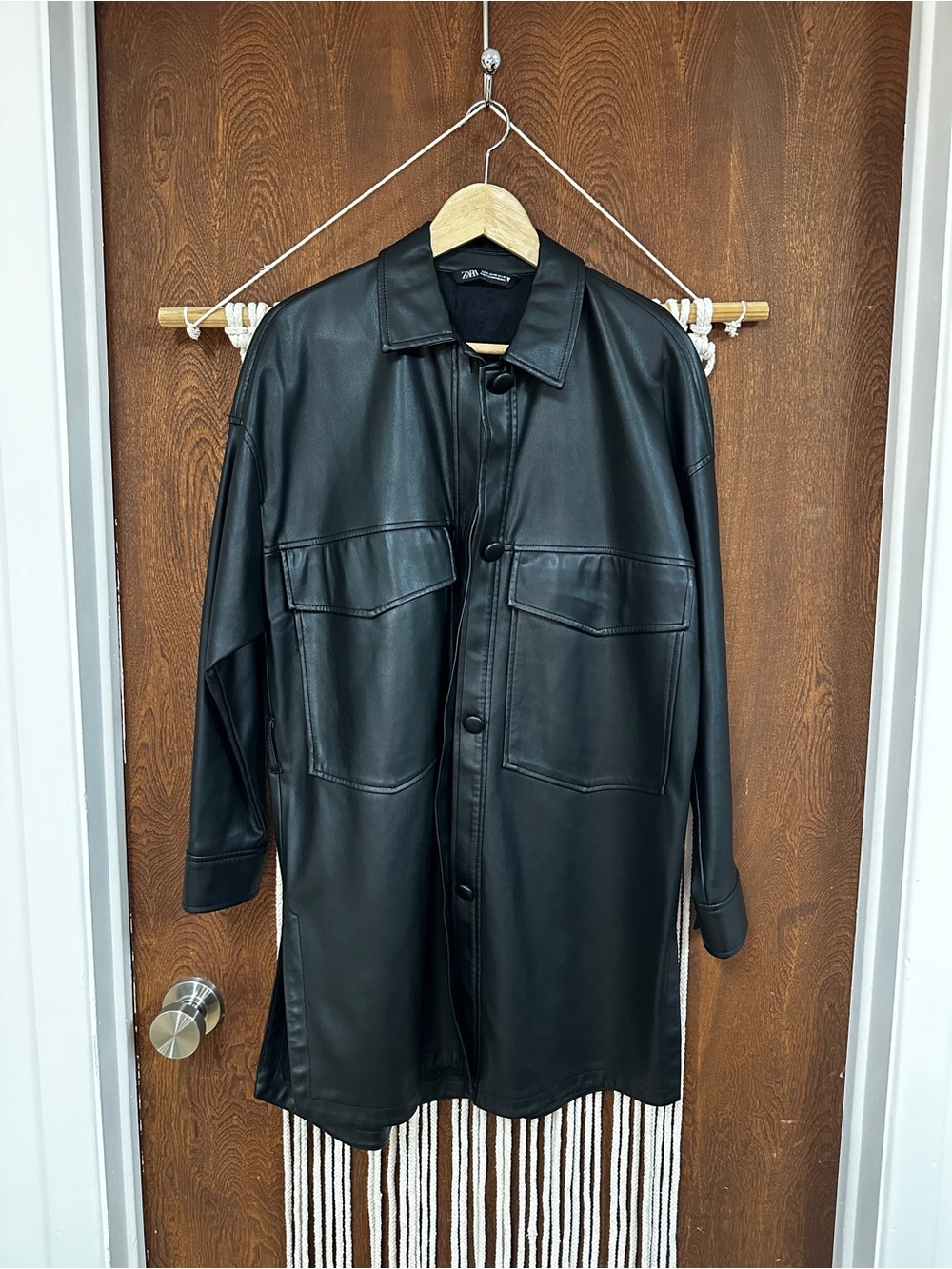 Zara Faux Leather Long Shacket